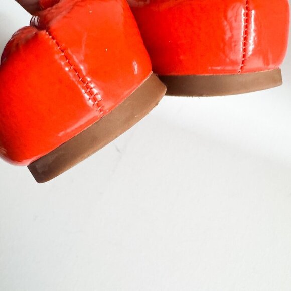 Tory Burch REVA Bright Orange Patent Leather Classic Flats 9 - Picture 9 of 9